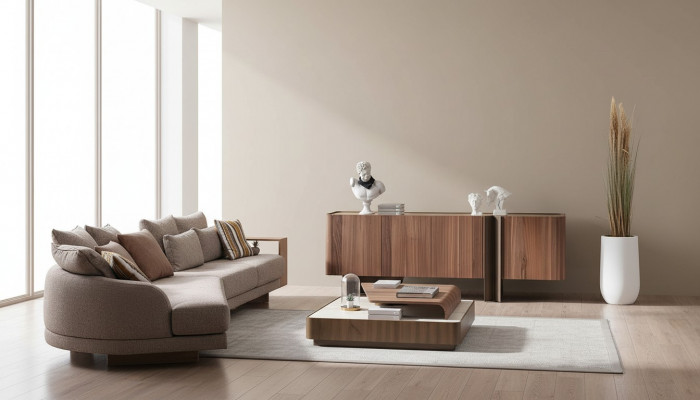 Wunnzëmmer Robust Garnitur Designer 4-Sëtzer Sideboard Dëschdësch 3tlg