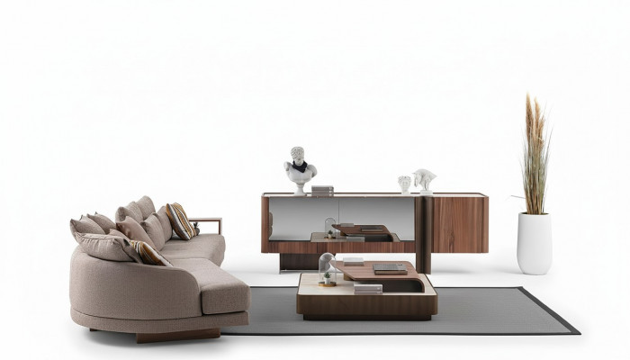 Wunnzëmmer Robust Garnitur Designer 4-Sëtzer Sideboard Dëschdësch 3tlg