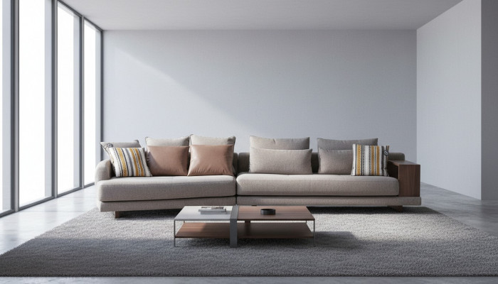 5-Sëtz Massiiv Wunnzëmmer Stoff-Sofa Griich Elegant Modernen Design