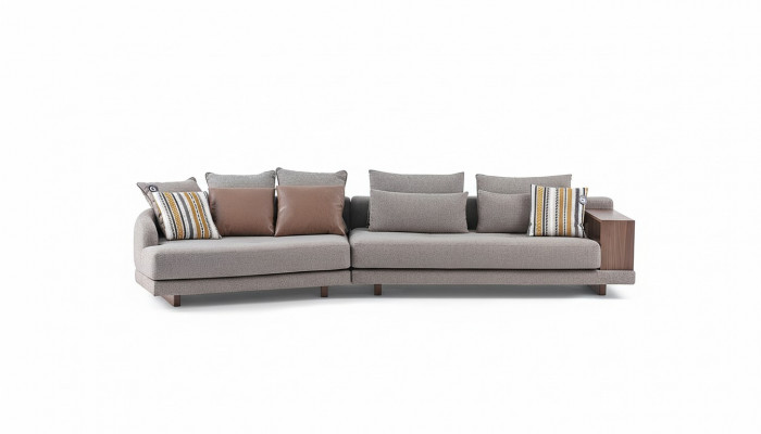 5-Sëtz Massiiv Wunnzëmmer Stoff-Sofa Griich Elegant Modernen Design