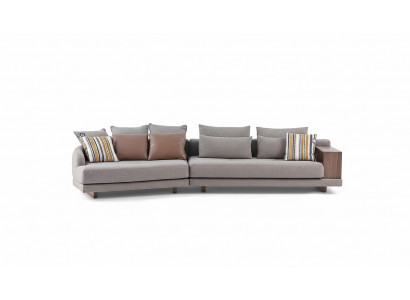 5-Sëtz Massiiv Wunnzëmmer Stoff-Sofa Griich Elegant Modernen Design