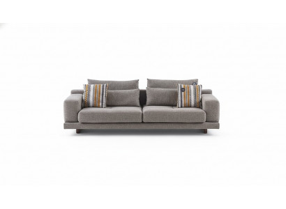 3-Sëtzer Modern Stil Designer Stuffzëmmer Stoffsofa mat Këssen Réckekëssen
