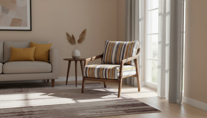 Wunnzëmmer Lounge Designer Modern 1-Sëtzer Sofa Stoffsofa mat Këssen