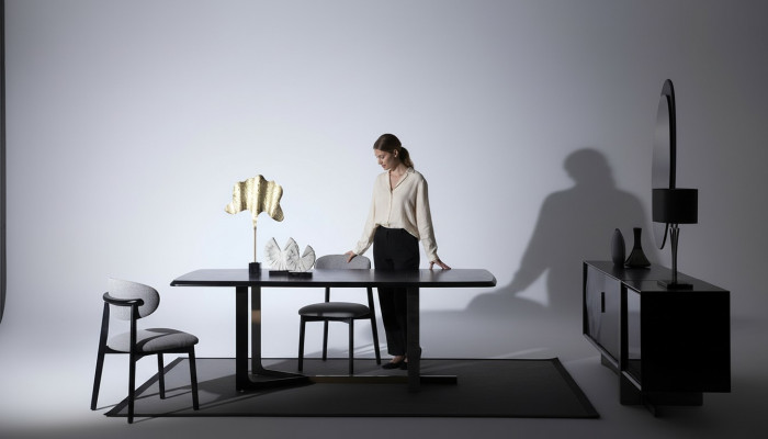 Iesszëmmer 7tlg. Set Iessdësch Schief Spigel 4x Still Modern Design
