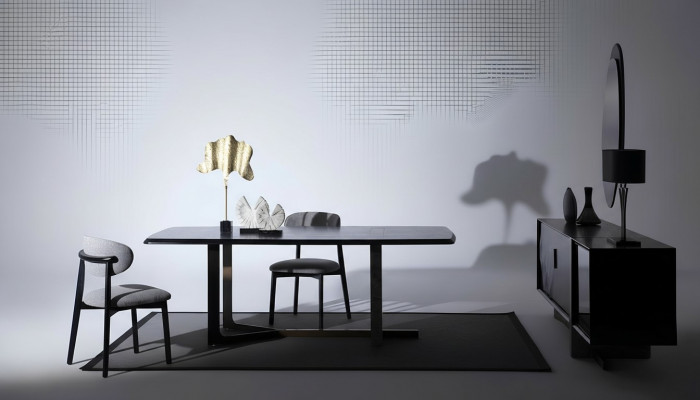 Iesszëmmer 7tlg. Set Iessdësch Schief Spigel 4x Still Modern Design