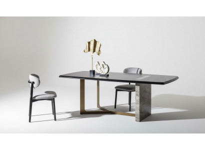 Iesszëmmer Set 5 Deeler. Schwaarz Modernen Design Iessdësch mat 4x Still Luxus