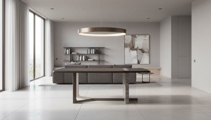 Modern rechteckegen Iesszëmmer Esstësch a groem Holz Luxus Design Dësch