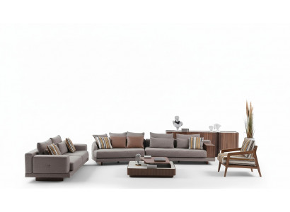 Gro Moudecks Sofaen Stoffsofaen Designer Fautellen Holz Dësch 5 Deeler.