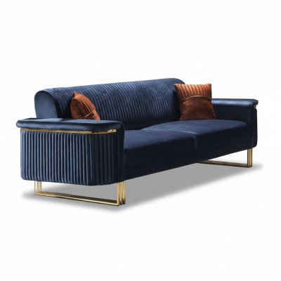Bloen Wunnzëmmer 3-Sëtzer Luxus Stoffdivan Elegante Polstermiwwelen