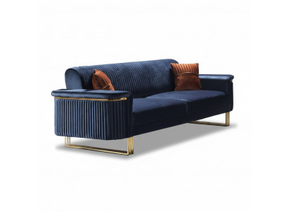 Bloen Wunnzëmmer 3-Sëtzer Luxus Stoffdivan Elegante Polstermiwwelen