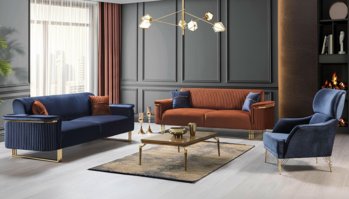 Modern Wunnzëmmer Sëtzgruppe Designer 3-Sëtzer Fauteuil Sofagarnitur