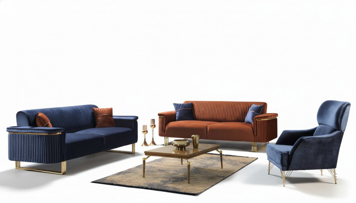 Modern Wunnzëmmer Sëtzgruppe Designer 3-Sëtzer Fauteuil Sofagarnitur
