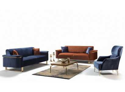 Modern Wunnzëmmer Sëtzgruppe Designer 3-Sëtzer Fauteuil Sofagarnitur
