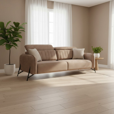Beige Wohnzimmer Sofa Designer 3-Sëtzer Stoffsafa Luxus Polstermiedelen