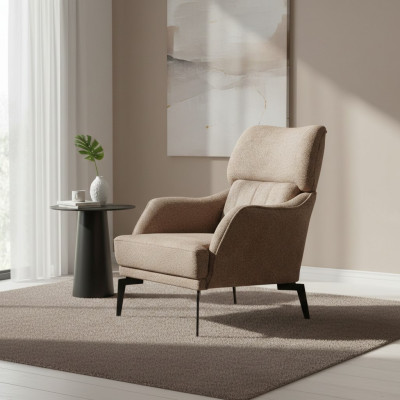 Moderne beige Fotell Wunnzëmmer 1-Sëtz Luxus Polstersëtzmiwwel Neit