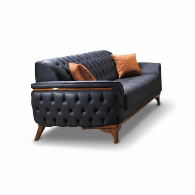 Luxuriéis Blo Chesterfield Canapé Modernen 3-Sëtzer Luxus Sëtz Miwwelstéck