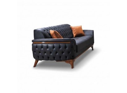 Luxuriéis Blo Chesterfield Canapé Modernen 3-Sëtzer Luxus Sëtz Miwwelstéck