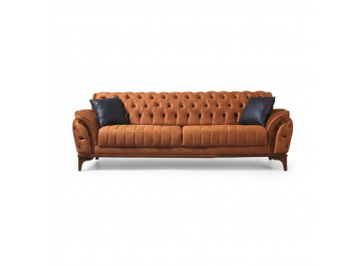 Orange Chesterfield 3-Sëtz Wunnzëmmer Luxus Canapé Modern Edelen Canapé