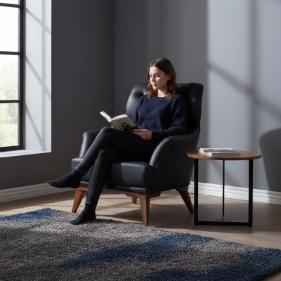 Schwaarze Chesterfield Sesseldesigner Wunnzëmmer 1-Sëtz-Stillsessel