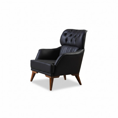 Schwaarze Chesterfield Sesseldesigner Wunnzëmmer 1-Sëtz-Stillsessel