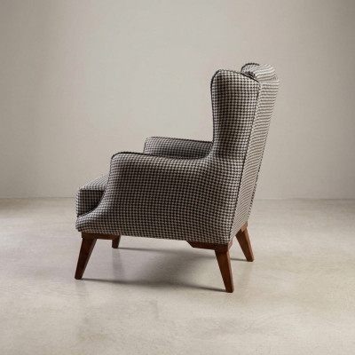 Karéierten Fauteuil Polster 1-Sëtzer Groe Wunnzëmmer Textil Lehnsessel