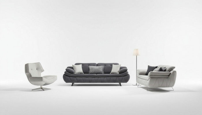 Wunnzëmmer-Set 3 Stéck Schwaarz Wäiss 2x Canapéen mat Fauteuil Modernen Design Textil