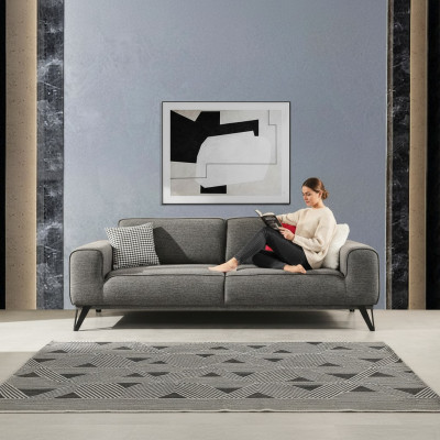 Groue 3-Sëtz-Stoffsofa Modern Design Wunnzëmmer Textil Stoff Material