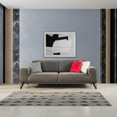 Groue 3-Sëtz-Stoffsofa Modern Design Wunnzëmmer Textil Stoff Material