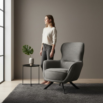 Grau Faarf Modern Design 1-Plaz Still Stoff Textil Material Modern Design