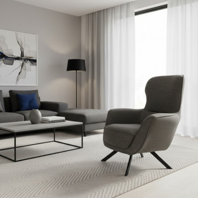 Grau Faarf Modern Design 1-Plaz Still Stoff Textil Material Modern Design
