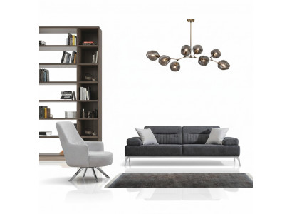 Wunnzëmmer-Set 2tlg. 3-Sëtzer Sofa 1-Sëtzer Fotell Gro Wäiss Textil Material