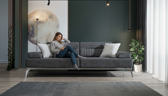 Grou Wohnzimmer 3-Sëtzer Stoffcouch Modern Luxus Design Textil Material