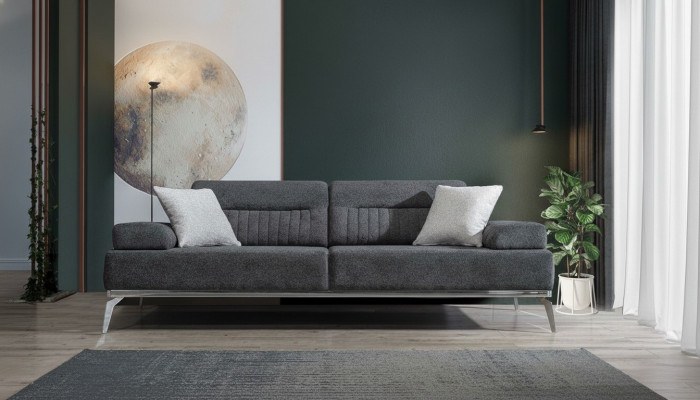 Grou Wohnzimmer 3-Sëtzer Stoffcouch Modern Luxus Design Textil Material