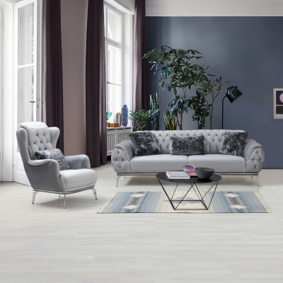 Wunnzëmmer-Set 2 Stéck. Sofa mat Sëtz Chesterfield Design Modern Textil