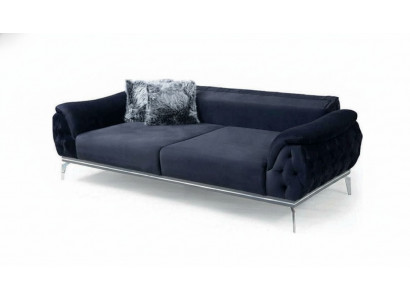 Schwaarzt Chesterfield Design Textil Material Modern 3-Sëtzer Stoffsofa