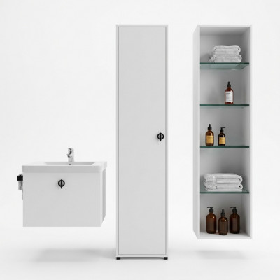 Buedzëmmerkast Wäiss Faarf Modern Luxus Rechteckeg Buedzëmmerschaf Buedzëmmer
