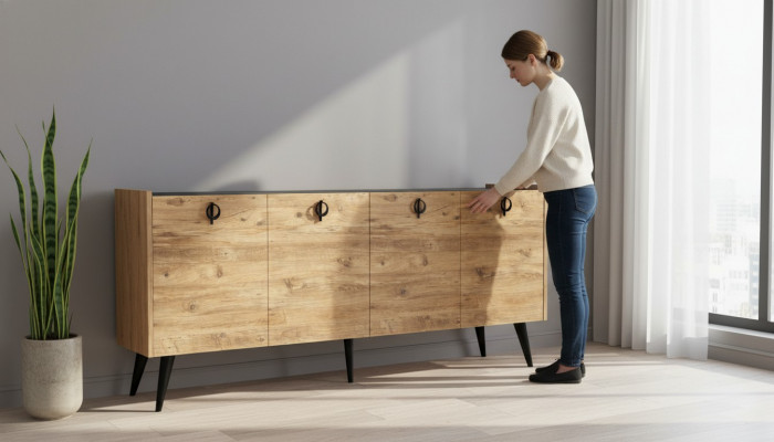Wunnzëmmer Braun Sideboard Modern Design Rektangulär Form Regalen Luxus