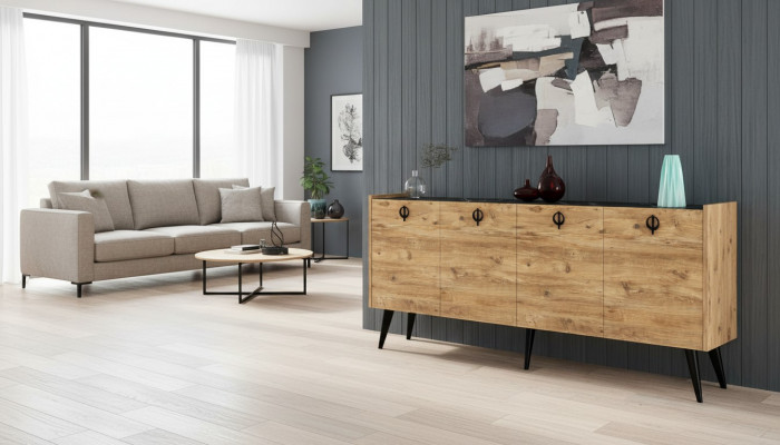 Wunnzëmmer Braun Sideboard Modern Design Rektangulär Form Regalen Luxus