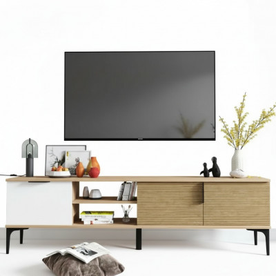 Lowboard RTV Modern Design Luxus Wunnzëmmer Rechteckeg Braun Wäiss