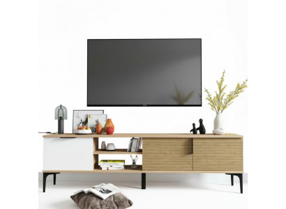 Lowboard RTV Modern Design Luxus Wunnzëmmer Rechteckeg Braun Wäiss