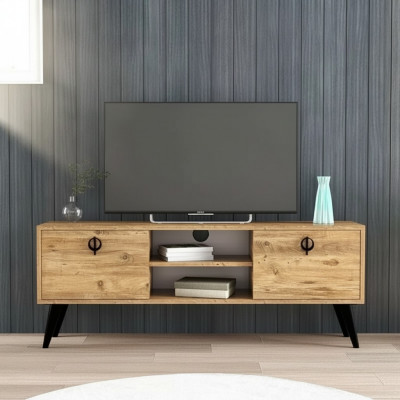Braun Wunnzëmmer TV-Lowboard Sideboard RTV Modern Design Rechtwénkeg Form