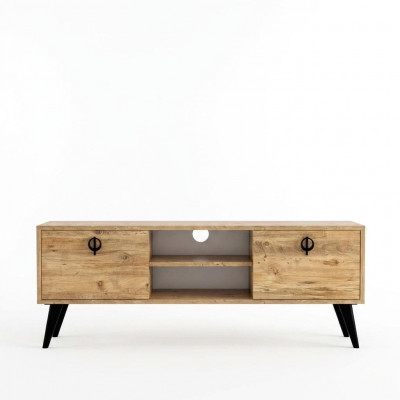 Braun Wunnzëmmer TV-Lowboard Sideboard RTV Modern Design Rechtwénkeg Form