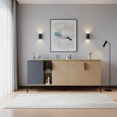 Braun Gri Helle Modern Rechteckeg Sideboard Wunnzëmmer Luxus Design