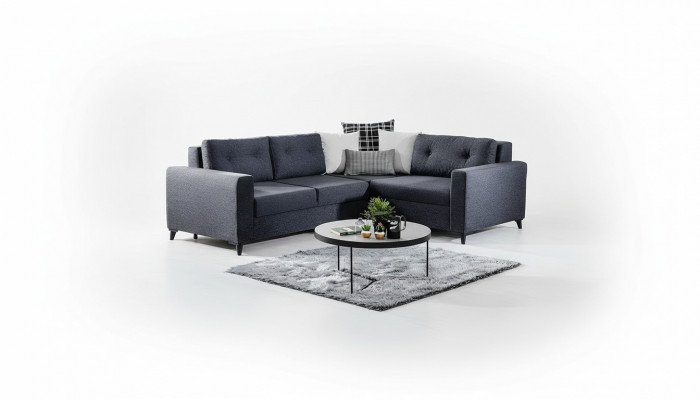 Donkelgraut Polstersofa Designer Eckssofa Bettfunktioun Wunnzëmmer Sofa