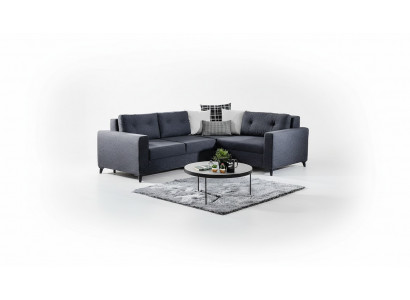 Donkelgraut Polstersofa Designer Eckssofa Bettfunktioun Wunnzëmmer Sofa