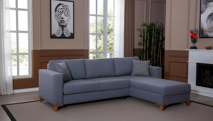 Stilvollt Graut Polstersofa Designer Ecksofa Wunnzëmmer Sëtz-Couch Nei