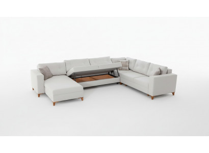 Wäisst U-Form Sofa Wunnzëmmer Eckkanapé Stoffsofa Luxus Miwwelen Neit