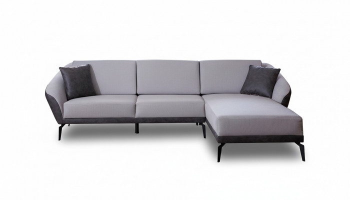 Wäiss-Gro L-Form Wunnzëmmer Stoffsofa Designer Ecksofa Textil Miwwelen