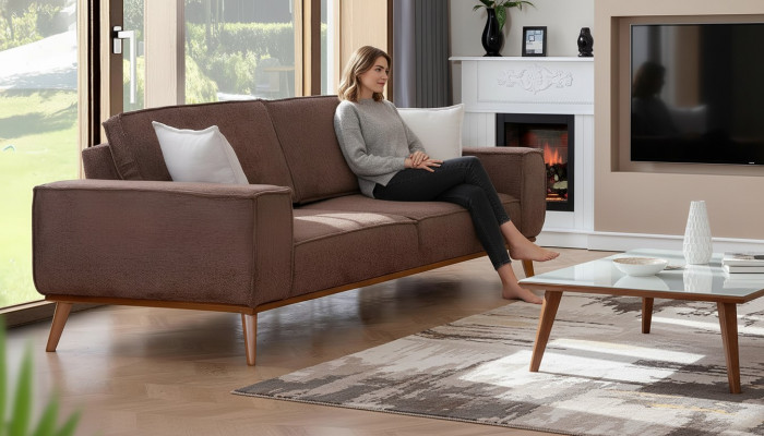 Brongen Textil Dräisëtzer Wunnzëmmer Stoffsopha Luxus Polster Miwwelen
