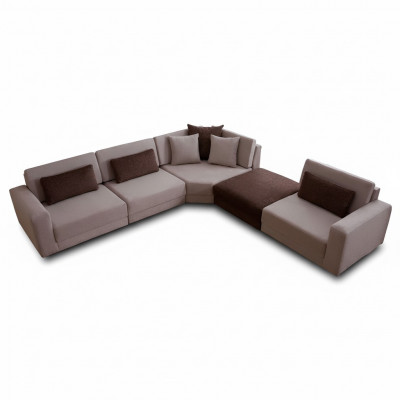 Moderne L-Form Canapé Wunnzëmmer Polstercanapé Stoffsfa Designer Miwwelen